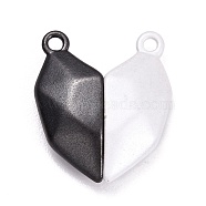 Spray Painted Alloy Heart Split Pendants, with Magnetic, for Couple Necklaces Bracelets Jewelry Making Gifts, Black & White, 19.5x17x5mm, Hole: 1.6mm(PALLOY-B007-01C)