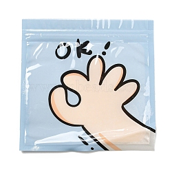 Square Plastic Packaging Zip Lock Bags, with Cartoon Hand Pattern, Top Self Seal Pouches, Light Sky Blue, 13.3x13.5x0.15cm, Unilateral Thickness: 2.5 Mil(0.065mm)(OPP-K001-06B)