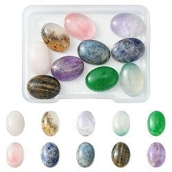 10Pcs Natural Mixed Gemstone Cabochons, Mixed Dyed and Undyed, Oval, 18x13x5~6mm(G-FS0005-68)