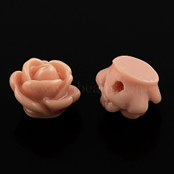 Opaque Resin Beads, Rose Flower, Light Coral, 9x7mm, Hole: 1mm(CRES-B1029-A59)