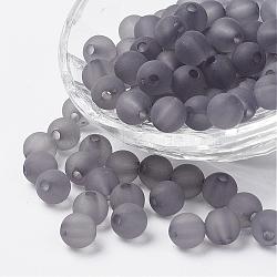 Transparent Acrylic Beads, Round, Frosted, Gray, 6mm, Hole: 1.8mm, about 4000pcs/500g(PL723-C62)