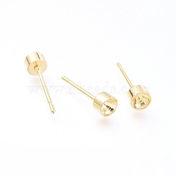 304 Stainless Steel Stud Earring Settings, for Pointed Back Rhinestone, Golden, Fit for 3mm Rhinestone, 13.5x4mm, Pin: 0.8mm(STAS-I088-H-05G)