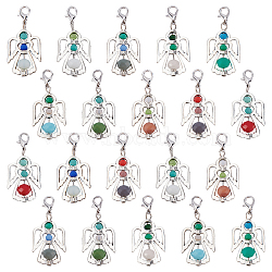 Alloy Pendants, with Glass Beads and Lobster Claw Clasp, Angel, Mixed Color, 33x19.5mm(HJEW-SC0001-18)
