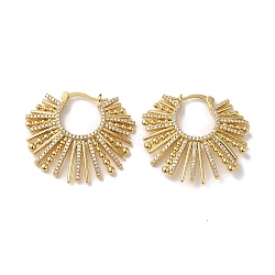 Cubic Zirconia Sun Hoop Earrings, Rack Plating Brass Earrings for Women, Lead Free & Cadmium Free, Real 18K Gold Plated, 30x32.5mm(EJEW-Z019-25G)