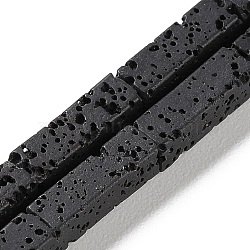 Synthetic Lava Rock Dyed Beads Strands, Rectangle, Black, 13~14x4x4mm, Hole: 1mm, about 29pcs/strand, 15.24''(38.7cm)(G-H311-07-01)