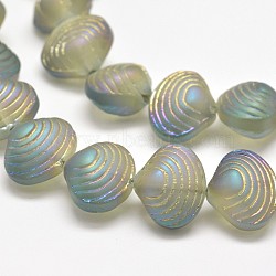Frosted Electroplate Glass Shell Beads Strands, for Beading Jewelry Making, Rainbow Plated, Yellow Green, 12x14.5x10mm, Hole: 1mm, about 32pcs/strand, 16 inch
(X-EGLA-M002-B04)