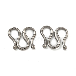 Non-Tarnish 304 Stainless Steel S-Hook Clasps, Stainless Steel Color, 7x8x1mm(STAS-U007-19A-P)