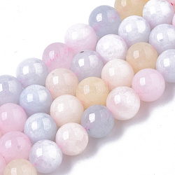 Natural Quartz Beads Strands, Dyed & Heated, Imitation Morganite Color, Round, Mixed Color, 8.5x8mm, Hole: 1mm, about 47pcs/strand, 15.16 inch(X-G-T129-10)