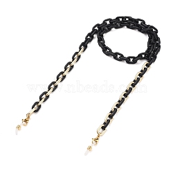 Spray Painted CCB Plastic Linking Eyeglasses Chains, Neck Strap for Eyeglasses, with 304 Stainless Steel Lobster Claw Clasps and Rubber Loop Ends, Gold, 27.55~27.95 inch(70~71cm)(AJEW-EH00240-02)