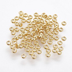 316 Surgical Stainless Steel Crimp Beads, Rondelle, Real 18k Gold Plated, 1.9mm, Hole: 1mm(A-STAS-P221-25G)