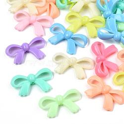 Opaque Acrylic Beads, Bowknot, Mixed Color, 18x30x5.5mm, Hole: 1.6mm, about 600pcs/500g(SACR-T351-005)