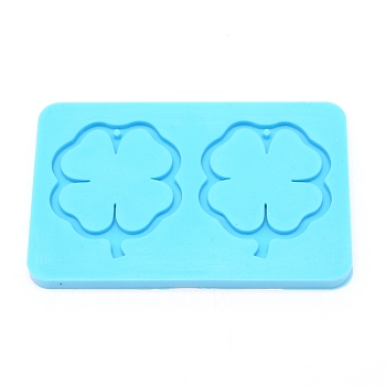 Clover DIY Pendant Silicone Molds, for Keychain Making, Resin Casting Molds, For UV Resin, Epoxy Resin Jewelry Making, Deep Sky Blue, 56x88.5x6mm, Hole: 1.8mm, Inner Diameter: 42x37mm