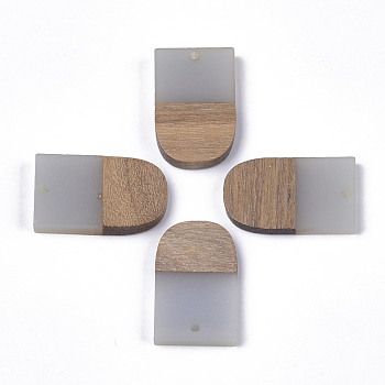 Resin & Walnut Wood Pendants, U Shape, Light Steel Blue, 32x19.5x3.5~4.5mm, Hole: 2mm