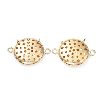Brass Cabochon Connector Settings, Long-Lasting Plated, Real 18K Gold Plated, 17x24x4mm, Hole: 1.2mm and 2mm