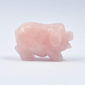 Natural Rose Quartz Sculpture Display Decorations, Lucky Pig Feng Shui Ornament, for Home Office Desk, 50x30x25mm