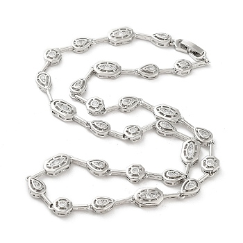 Brass Micro Pave Cubic Zirconia Chain Necklaces , Platinum, 18.46 inch(469mm)