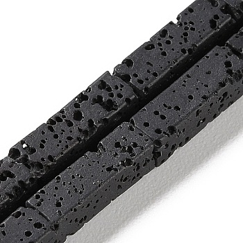 Synthetic Lava Rock Dyed Beads Strands, Rectangle, Black, 13~14x4x4mm, Hole: 1mm, about 29pcs/strand, 15.24''(38.7cm)