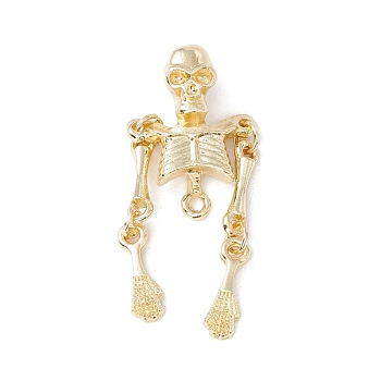 Halloween Alloy Connector Charms, Upper Body Bone, Light Gold, 40x17x4.8mm, Hole: 1.6~1.8mm