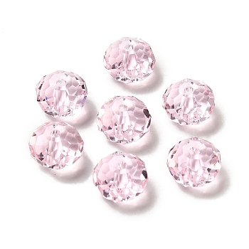 Glass Imitation Austrian Crystal Beads, Faceted, Rondelle, Pearl Pink, 8x5~5.5mm, Hole: 1.2~1.5mm