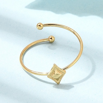 304 Stainless Steel Cuff Open Rings, Rhombus, Golden, 2.5mm, US Size 9 3/4(19.5mm)
