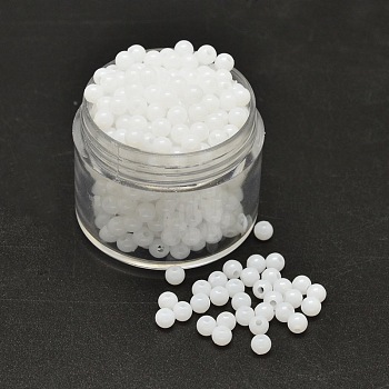 Round Opaque Acrylic Spacer Beads, White, 4mm, Hole: 1mm, about 14000pcs/500g