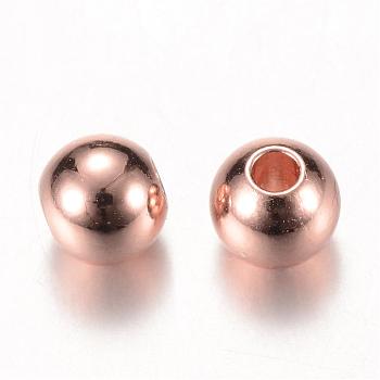 Brass Spacer Beads, Round, Rose Gold, 5x4.5mm, Hole: 1.5mm