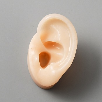 Silicone Ear Flexible Model Body Part Displays, Jewelry Display Teaching Tools, Blanched Almond, 5.9x3.8x3.1cm