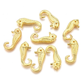 CCB Plastic Pendants, Sea Horse, Golden, 28x12x4.3mm, Hole: 1.4mm