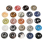 Natural & Synthetic Mixed Gemstone Pendants, Donut/Pi Disc Charms, Mixed Dyed and Undyed, 30x6.5mm, Hole: 7.5mm(G-F831-A)