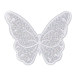 Computerized Embroidery Cloth Iron on/Sew on Patches, Costume Accessories, Paillette Appliques, Butterfly, White, 175x145x0.5mm(DIY-HY0001-56)