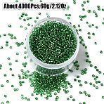 60G Glass Seed Beads, Silver Lined Round Hole, Round Small Beads, Lime Green, 2mm, Hole: 1mm, 60g/set.(SEED-YW0002-84B)