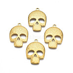 Ion Plating(IP) 201 Stainless Steel Pendants, Skull, Real 18K Gold Plated, 30x21.5x3mm, Hole: 2mm(X-STAS-S119-164G)