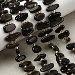 Natural Golden Sheen Obsidian Beads Strands, Nuggets, with Seed Beads, 9~16x4~8x3~8mm, Hole: 0.9mm, about 47~55pcs/strand, 15.35~16.14''(39~41cm)(G-L649-A04-01)