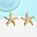 Starfish 201 Stainless Steel Stud Earrings, with 304 Stainless Steel Pins, PVD Vacuum Plating, Long-Lasting Plated, Golden, 33.5x33mm(EJEW-D354-04G)
