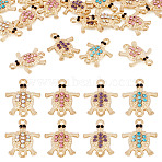 16Pcs Alloy Rhinestone Connector Charms, Light Gold, Cadmium Free & Lead Free, Tortoise, Mixed Color, 19x15x3mm, Hole: 1.6mm(ALRI-TA0001-37)
