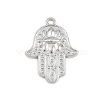 Religion 304 Stainless Steel Pendants, Hamsa Hand with Evil Eye Charms, Stainless Steel Color, 24x19x2.5mm, Hole: 1.6mm(SA-CBA31B1-02P)