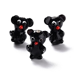 Handmade Lampwork Beads, Bumpy, Bear, Black, 17~20x13~15x12~14mm, Hole: 1.4~1.8mm, about 20pcs/strand, 13.98 inch(35.5cm)(LAMP-F020-02)
