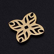 201 Stainless Steel Filigree Joiners Links, Laser Cut, Flower, Golden, 14x14x1mm(STAS-S105-JN887-2)