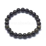 Natural Golden Sheen Obsidian Bead Stretch Bracelets, Round, 2 inch~2-3/8 inch(5~6cm), Bead: 5.8~6.8mm(BJEW-K212-A-020)