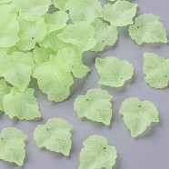 Autumn Theme Transparent Frosted Acrylic Pendants, Maple Leaf, Lime Green, 24x22.5x3mm, Hole: 1mm, about 962pcs/500g(PAF002Y-18)