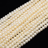 Natural Cultured Freshwater Pearl Beads Strands, Potato, Creamy White, 5~6mm, Hole: 0.8mm, about 63~64pcs/strand, 13.39 inch(34cm)(X-PEAR-L001-E-13)