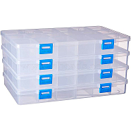 Organizer Storage Plastic Boxes, Rectangle, Clear, 24.2x15.5x3cm, 1 compartment: 4.5x3.8cm, 18 compartment/box, 4pcs/set(CON-BC0001-07)
