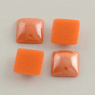 Pearlized Plated Opaque Glass Cabochons, Square, Orange Red, 6x6x3mm(PORC-S802-6mm-04)