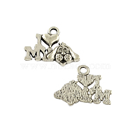 Tibetan Style Alloy Message Charms, Phrase I Love My Dog, Cadmium Free & Lead Free, Antique Silver, 14x18x2mm, Hole: 2mm(X-TIBEP-Q043-095-RS)
