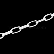 Iron Paperclip Chains, Flat Oval, Drawn Elongated Cable Chains, Unwelded, with Spool, Silver, 15x7x2mm, about 164.04 Feet(50m)/roll(CH-R025-15x7mm-S)