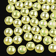 ABS Plastic Imitation Pearl Cabochons, AB Color Plated, Half Round, Yellow, 5x2.5mm, 10000pcs/bag(OACR-S025-5mm-05)