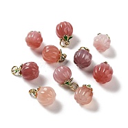 Natural Agate Pendants, Vegetables Charms with Jump Ring, Golden, Pumpkin, 15x11x11mm, Hole: 3.4mm(G-Z052-04C)