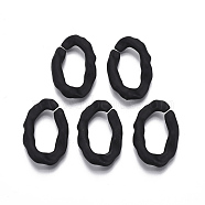 Spray Painted CCB Plastic Linking Rings, Quick Link Connectors, For Jewelry Cable Chains Making, Oval Twist, Black, 29x19x5mm, Inner Diameter: 10x19mm(X-CCB-R104-07-01)
