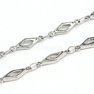 304 Stainless Steel Rhombus Bar Link Chains, Soldered, Stainless Steel Color, 12.8x4x1.5mm(CHS-O005-34)