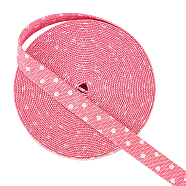 10 Yards Polycotton Ribbons, Garment Accessories, Polka Dot Pattern, Hot Pink, 3/8 inch(10mm)(OCOR-WH0070-53D)
